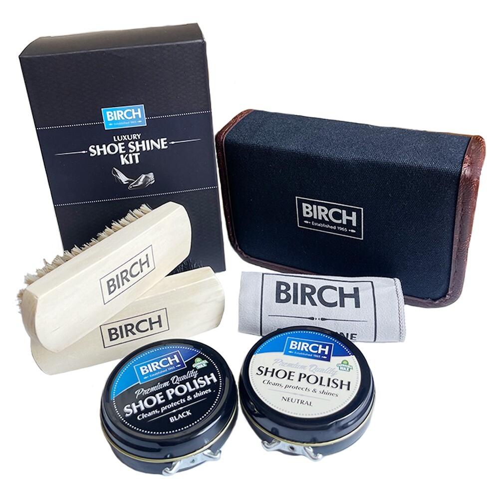 Shoe Care Kit Boots Shoes Sneakers Leather Cleaning Kit Bag Polish Brush BIRCH