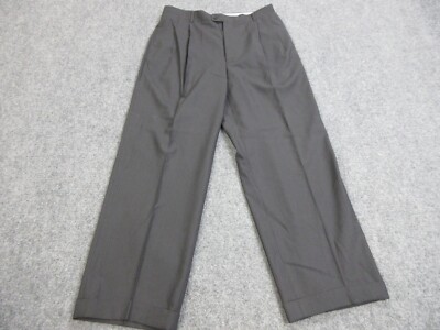 Zanella Pants Mens 32 Gray Slacks Dress Pleated Wool Cuffed Italy 32X29