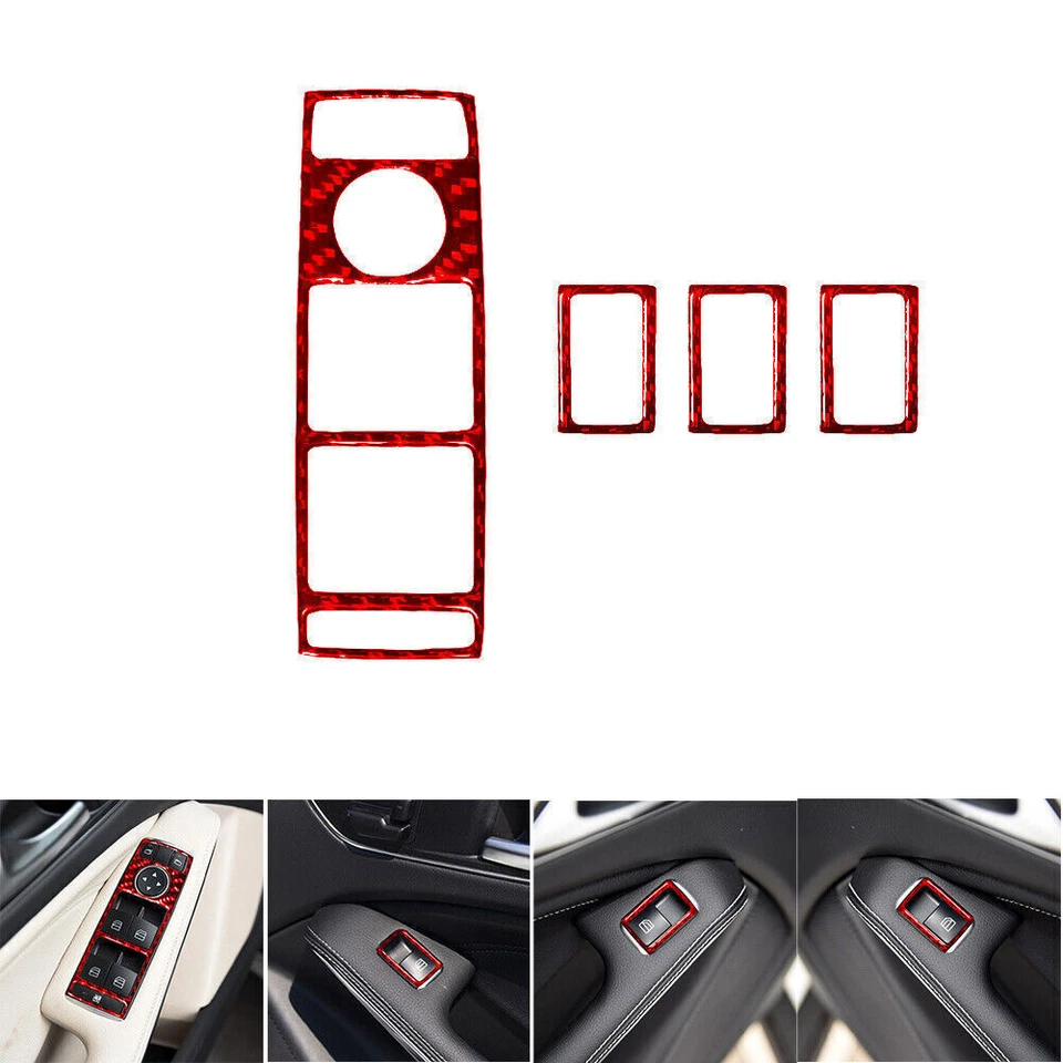 Kit de 35 piezas de cubierta completa de fibra de carbono roja para Mercedes Benz Clase CLA 2014-2018 Foto 3 de 4