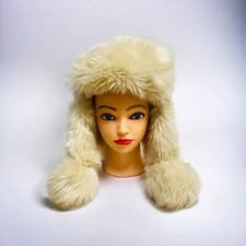 GAP Kids Faux Fur Sz Small Winter Hat Cream White Furry Snow Warm - Read