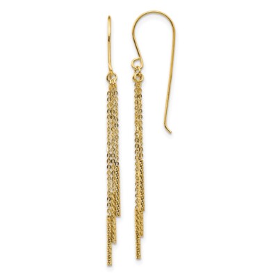14k Yellow Gold Chain and Bar Shepherd Drop and Dangle Earrings for Women