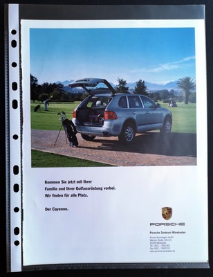 Display Porsche Cayenne ''Come with your family now...'' 210 x 280 mm.