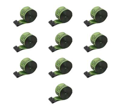 (10 Pack) 4'' x 30' Winch Strap with Flat Hook - Green Flatbed Tie Down