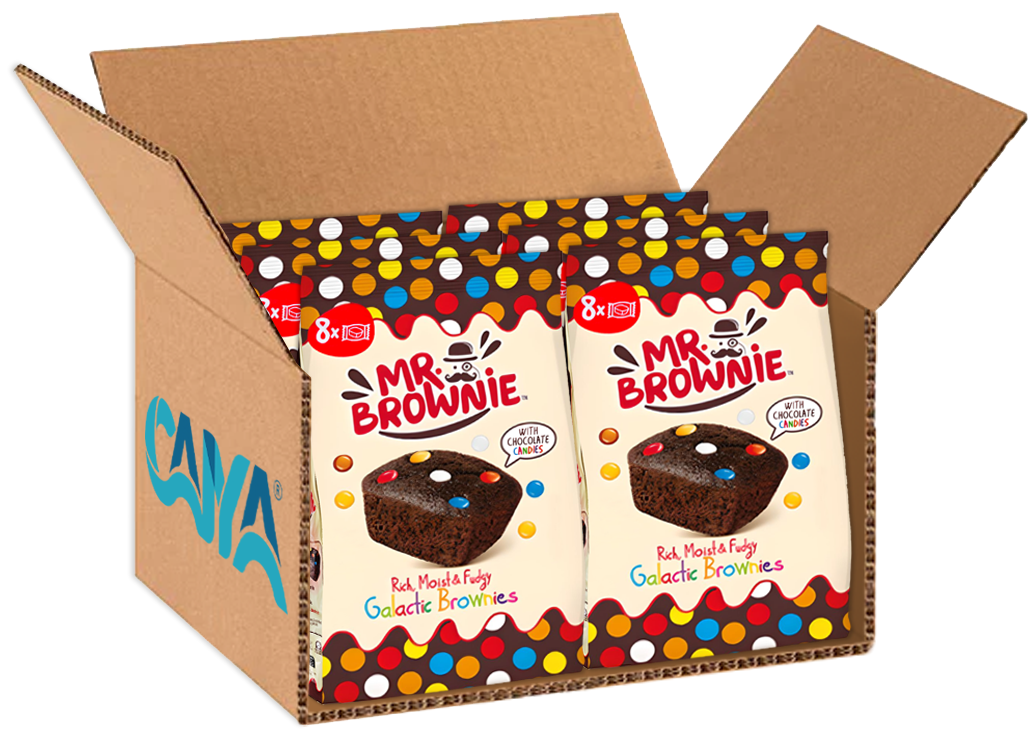 6X Mr. Brownie Brownies Tortine al Cioccolato con Confetti Cioccolato Latte 200g
