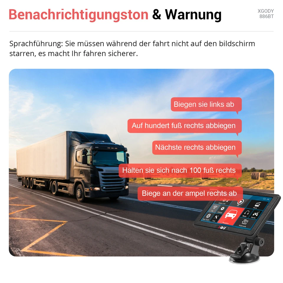 XGODY 886 7'' Zoll BT Navi Auto PKW GPS Navigationsgerät Navigation POI SpeedCam - Bild 3 von 4