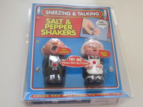 Novelty Salt Pepper Shakers AAA-choo, Bless You Sneezing & Talking,  1994