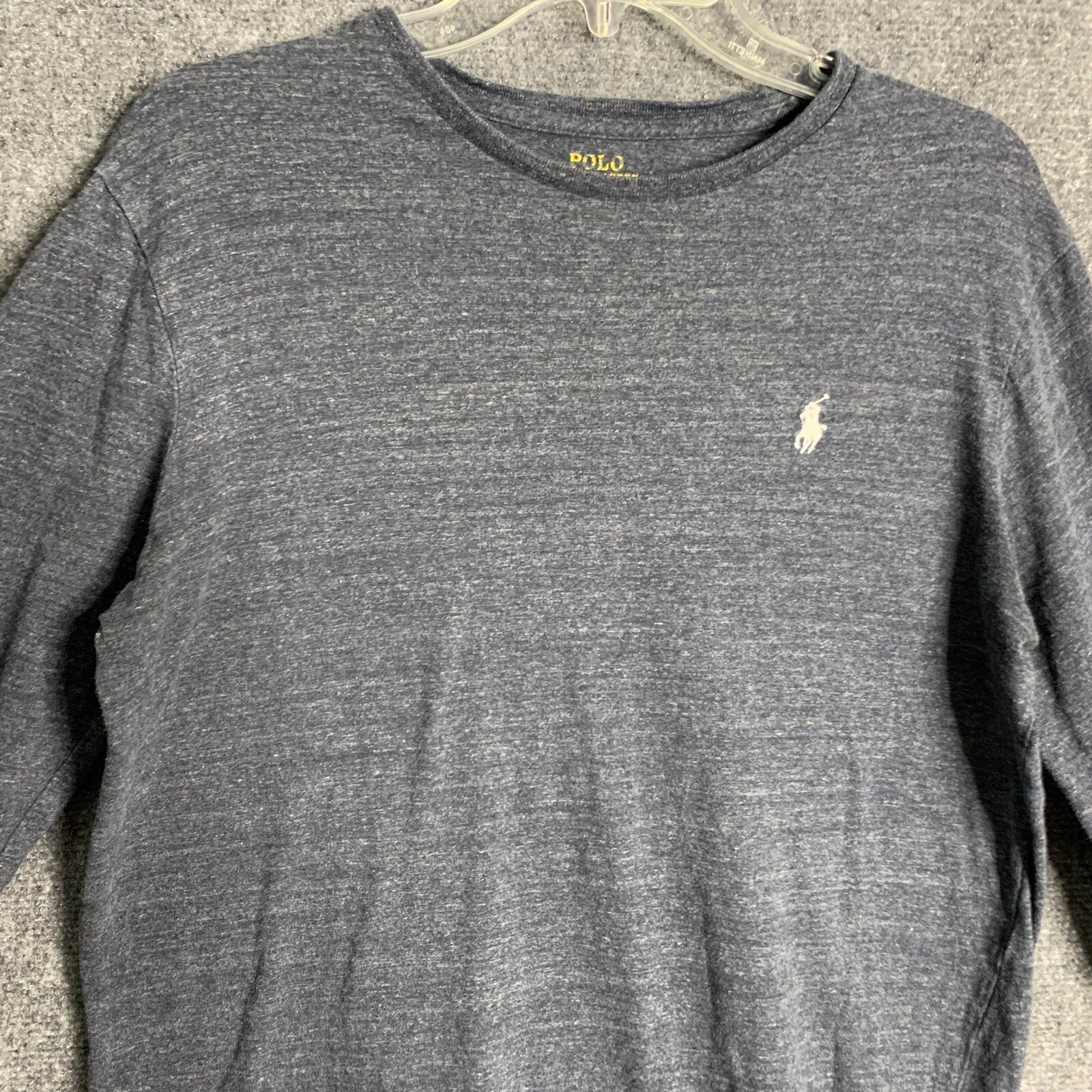 Polo Ralph Lauren maglietta manica lunga uomo M grigio scuro bianco pony 100% cotone