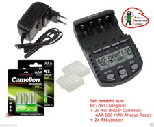 BC700 Caricatore Rapido + 8 Pezzi Camelion AAA 800mAh Always Ready + 2x SCATOLE