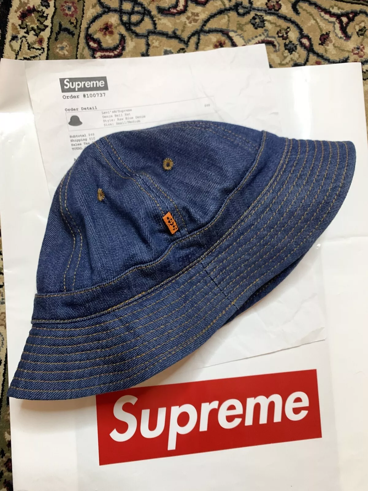 Chapeau cloche en denim bleu brut Supreme Levi’s S/m FW11