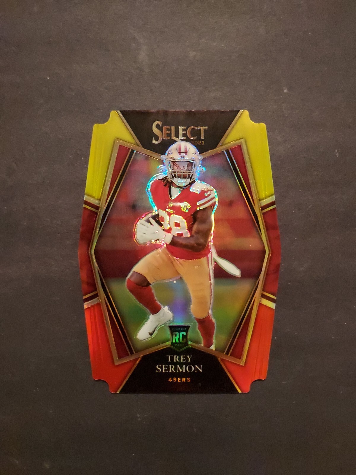 Trey Sermon 2021 Select Yellow Red Prizm Die Cut 168 RC