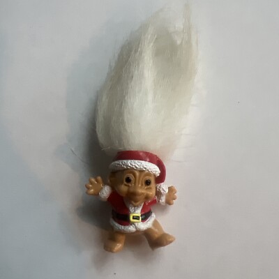 Vintage Russ Christmas Santa Troll Pencil Topper 1 1/2'' and pencil White Hair