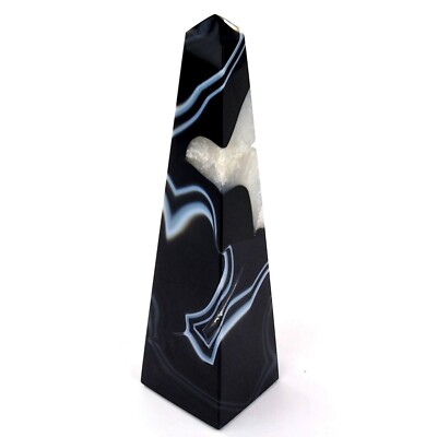 Achat Obelisk Spitze schwarz Höhe 180 mm / 465 g AAA - Qualität Brasilien 297
