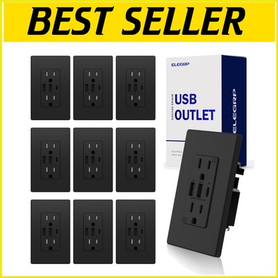 Efficient 30W USB Outlet with Tamper-Resistant Design and Screwless Wallplate