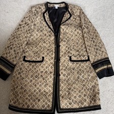 Chico  s Chicos Gold Tapestry Beaded Artsy Embellished Jacket Coat Sz 2 L/12 