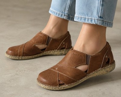 Josef Seibel Rosalie 03 Sandals Size EU 39 US 8-8.5 Cognac Brown Slip On Shoes