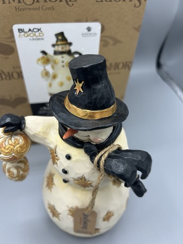 Jim Shore Be Merry, Be Bright Snowman Black & Gold Collection New 6004199 Rare - Picture 10 of 18