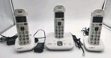 Clarity D712 Cordless Phone Answering Machine + 2 D702HS Loud Large Button Phone