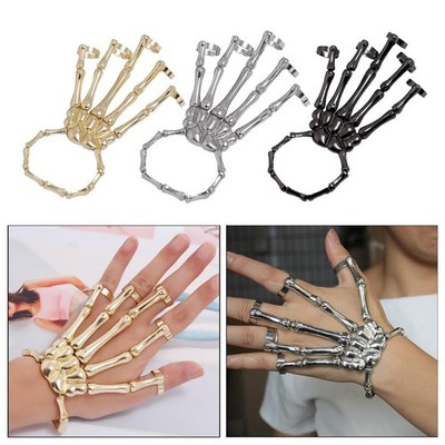 Skelett Hand Armband Skelett Armreifen mit Ringen Armband Handarbeit