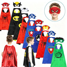 Superhero Capes and Masks for Kids Cosplay Party Dress up Costumes US In Stock
