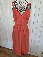 Crescent New York And Company fun pretty Halter Fit And Flow Orange Dress Nwt