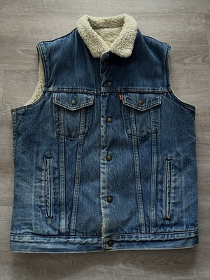 LEVI'S Sherpa Jeans Weste 40 L M  Teddy Fell Damen denim jacket vintage trucker