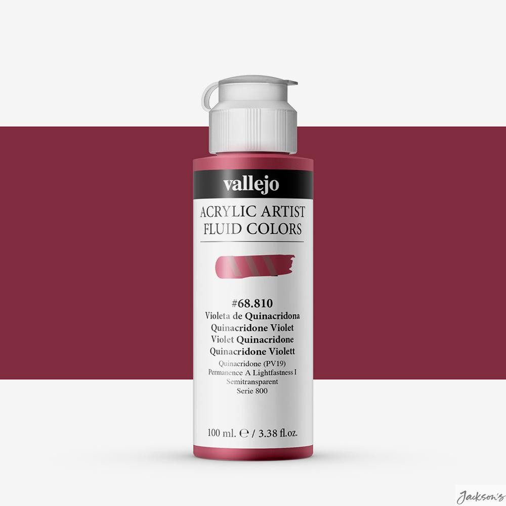 Vallejo Fluid Artist Acrylic Paint Acrylic 100ml Quinacridone Violet For Pour...