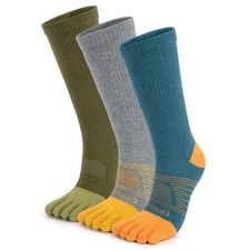 Toe Socks for Men and Women Cool-max Crew Running Socks Breathable Moisture W...