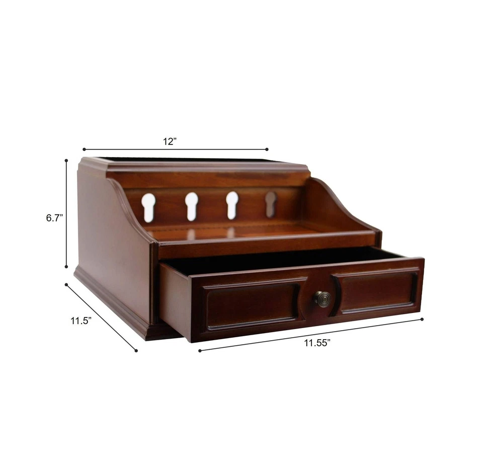 Pecan Brown Wooden Multi-Device Charging Station and Valet - Image 3 of 4