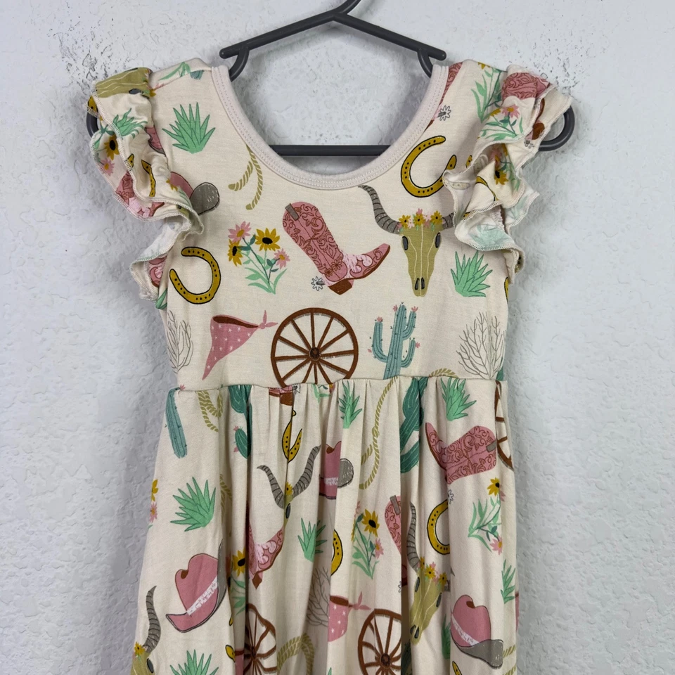 Vestido Play by Little Sleepies 3T Bambú Western Vaquera Botas Cactus Caprichoso Foto 3 de 4