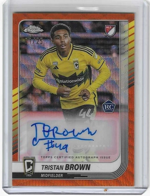 Tristan Brown 2025 Topps Chrome MLS Orange Wave Rookie Auto /25