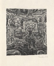 Maler, Gottfried Teuber Robert Kirchner Lithographie zu einem Text signiert 1974