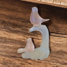 Crowning Touch Collection Pink Satin Art Glass Birds on Branch 6.5"