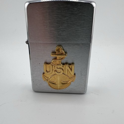Rare 2003 Unfired Zippo Lighter Bradford Pa Usa Usn Us Navy Silver Tone - Picture 2 of 8