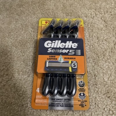 New Gillette Sensor Men's 5 Blade Disposable Razor Pack Of 4 Razors