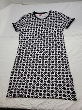 Guess Black And White Short Sleeve Sweater Dress Monogram Pattern S