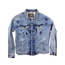 Signature Levi Strauss Mens Trucker Jacket Medium Wash Blue Denim