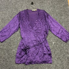 Victoria's Secret Robe Women PS Purple Silk Wrap Short Loungewear Luxury Vintage