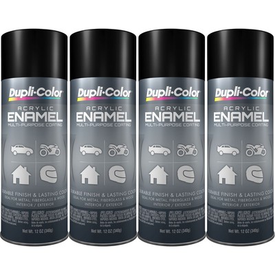 Duplicolor DA1603 (4-Pack) Multi-Purpose Acrylic Aerosol Paint, Semi-Gloss Black