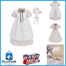 LTAKK Pioneer Dress Girls Prairie Colonial Costume - Pink Floral, Large