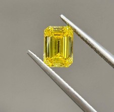 4Ct Natural Emerald Cut Yellow diamond CERTIFIED D Grade VVS1 1 S21C