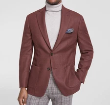 NWT TALLIA Slim Fit Wool Blend Rust Two Button Blazer Sport Coat 46R