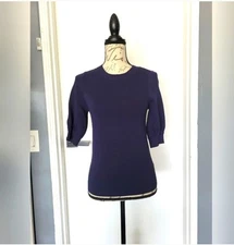 NWT H&M Navy Knit Short Sleeve Pullover Tee Top XS