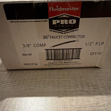 New Fluidmaster PRO 36in Stainless Faucet Connector 3/8 Comp x 1/2 FIP 10pk