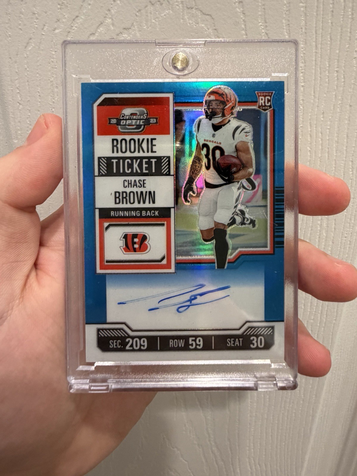 2023 Panini Contenders - Rookie Ticket Autographs Chase Brown Teal Prizm /99 