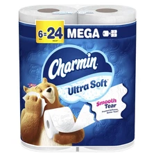 Charmin Ultra Soft Toilet Paper 6 Mega Rolls = 24 Regular Rolls