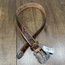 NWT Tony Lama DELHEART DAISY Leather Belt Sz 26 Brown Western Made in USA