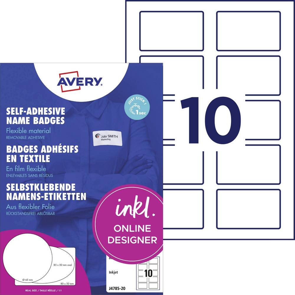 Porte-badge Avery J4785-20 idéal pour l'accueil des visiteurs lors de vos séminaires et conférences