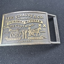 Vintage Levi Strauss  Co Belt Buckle Brass Two Horse Brand XX Made in USA 1970s