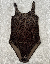 Topshop Leopard Print One Piece Swimsuit Brown/Black US 8 Wide Strap Lined