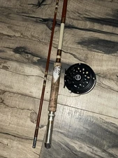 Vintage Olympic Fly Rod 8’5” 2 Pc Yellow OLYMPIC? With 470 Fly Reel